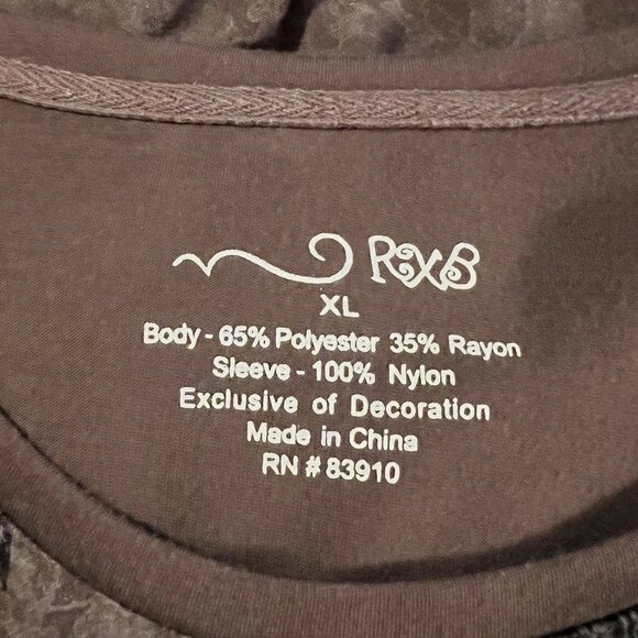 RXB. Sz XL. Asymmetrical. Brown Paisley Embellished Tunic Pullover. Lace B103 - Picture 5 of 5